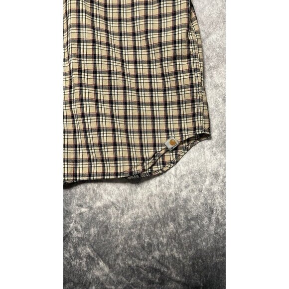 carhartt plaid button up shirt XL Men’s Cream Cotton Shirt‎ - Picture 3 of 7